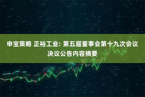 申宝策略 正裕工业: 第五届董事会第十九次会议决议公告内容摘要